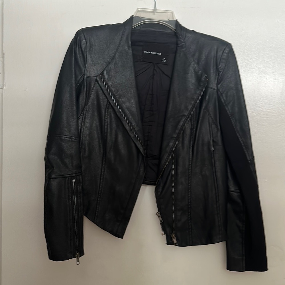 Cropped Zipper Leather Jacket